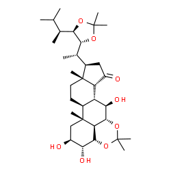 ChemSpider 2D Image | (2S,3R,3aS,6aR,7R,7aR,7bR,10R,10aR,12aS,12bR,12cS)-10-[(1S)-1-{(4R,5R)-2,2-Dimethyl-5-[(2S)-3-methyl-2-butanyl]-1,3-dioxolan-4-yl}ethyl]-2,3,7-trihydroxy-5,5,10a,12b-tetramethylhexadecahydro-8H-cyclop
enta[7,8]phenanthro[1,10-de][1,3]dioxin-8-one | C34H56O8