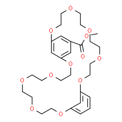 ChemSpider 2D Image | Methyl 2,5,8,11,14,20,23,26,29,32-decaoxatricyclo[31.3.1.1~15,19~]octatriaconta-1(37),15(38),16,18,33,35-hexaene-17-carboxylate | C30H42O12
