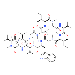 ChemSpider 2D Image | (3S,6S,9S,12S,15S,21S,24S,30S,33S)-15-(1H-indol-3-ylmethyl)-3,6,12,24,33-pentaisopropyl-1,4,7,13,19,22,28,31,34-nonamethyl-9,21,30-trisec-butyl-1,4,7,10,13,16,19,22,25,28,31,34-dodecazacyclohexatriacontane-2,5,8,11,14,17,20,23,26,29,32,35-dodecone | C69H115N13O12