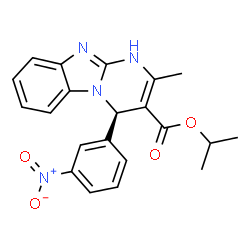 ChemSpider 2D Image | Isopropyl (4R)-2-methyl-4-(3-nitrophenyl)-1,4-dihydropyrimido[1,2-a]benzimidazole-3-carboxylate | C21H20N4O4