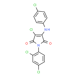 ChemSpider 2D Image | 3-Chloro-4-[(4-chlorophenyl)amino]-1-(2,4-dichlorophenyl)-1H-pyrrole-2,5-dione | C16H8Cl4N2O2