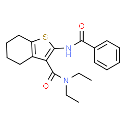 ChemSpider 2D Image | 2-(Benzoylamino)-N,N-diethyl-4,5,6,7-tetrahydro-1-benzothiophene-3-carboxamide | C20H24N2O2S