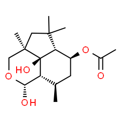 ChemSpider 2D Image | (1R,3aR,5aR,6S,8R,8aS,8bS)-1,8b-Dihydroxy-3a,5,5,8-tetramethyldecahydro-1H-cyclopenta[de]isochromen-6-yl acetate | C17H28O5