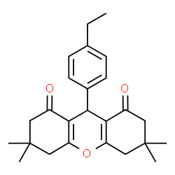 ChemSpider 2D Image | 9-(4-Ethylphenyl)-3,3,6,6-tetramethyl-3,4,5,6,7,9-hexahydro-1H-xanthene-1,8(2H)-dione | C25H30O3