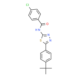 ChemSpider 2D Image | N-[5-(4-tert-butylphenyl)-1,3,4-thiadiazol-2-yl]-4-chlorobenzamide | C19H18ClN3OS