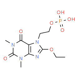 ChemSpider 2D Image | 2-(8-Ethoxy-1,3-dimethyl-2,6-dioxo-1,2,3,6-tetrahydro-7H-purin-7-yl)ethyl dihydrogen phosphate | C11H17N4O7P