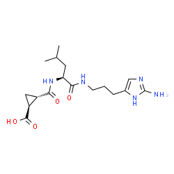 ChemSpider 2D Image | (1S,2S)-2-{[(2S)-1-{[3-(2-Amino-1H-imidazol-5-yl)propyl]amino}-4-methyl-1-oxo-2-pentanyl]carbamoyl}cyclopropanecarboxylic acid | C17H27N5O4