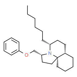 ChemSpider 2D Image | (3R,5R,7aS,11aR)-5-Hexyl-3-(phenoxymethyl)decahydro-1H-pyrrolo[2,1-j]quinoline | C25H39NO