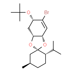 ChemSpider 2D Image | (2R,2'S,3aR,5S,5'R,7aS)-6-Bromo-2'-isopropyl-5'-methyl-5-[(2-methyl-2-propanyl)oxy]-3a,4,5,7a-tetrahydrospiro[1,3-benzodioxole-2,1'-cyclohexane] | C20H33BrO3