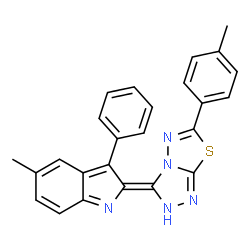 ChemSpider 2D Image | (2E)-5-Methyl-2-[6-(4-methylphenyl)[1,2,4]triazolo[3,4-b][1,3,4]thiadiazol-3(2H)-ylidene]-3-phenyl-2H-indole | C25H19N5S