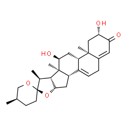ChemSpider 2D Image | (2beta,12alpha,25R)-2,12-Dihydroxyspirosta-4,7-dien-3-one | C27H38O5