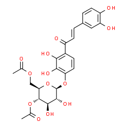 ChemSpider 2D Image | 4-[(2E)-3-(3,4-Dihydroxyphenyl)-2-propenoyl]-2,3-dihydroxyphenyl 4,6-di-O-acetyl-beta-D-glucopyranoside | C25H26O13