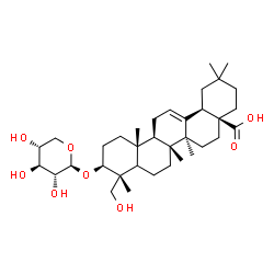 ChemSpider 2D Image | (4aS,6aR,6aS,6bR,9R,10S,12aR,14bR)-9-(hydroxymethyl)-2,2,6a,6b,9,12a-hexamethyl-10-[(2S,3R,4S,5R)-3,4,5-trihydroxytetrahydropyran-2-yl]oxy-1,3,4,5,6,6a,7,8,8a,10,11,12,13,14b-tetradecahydropicene-4a-carboxylic acid | C35H56O8