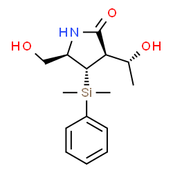 ChemSpider 2D Image | (3R,4S,5R)-4-[Dimethyl(phenyl)silyl]-3-[(1R)-1-hydroxyethyl]-5-(hydroxymethyl)-2-pyrrolidinone | C15H23NO3Si