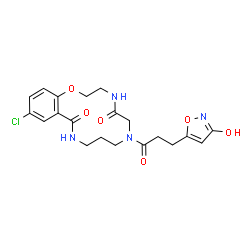 ChemSpider 2D Image | 14-Chloro-7-[3-(3-hydroxy-1,2-oxazol-5-yl)propanoyl]-3,4,6,7,8,9,10,11-octahydro-2H-1,4,7,11-benzoxatriazacyclotetradecine-5,12-dione | C20H23ClN4O6