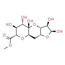 ChemSpider 2D Image | Methyl (2S,3R,3aR,4aS,5S,6S,7S,8aR,9aR)-2,3,4a,5,6-pentahydroxydecahydrofuro[3,2-b]pyrano[2,3-e]pyran-7-carboxylate | C12H18O10