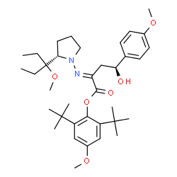 ChemSpider 2D Image | 4-Methoxy-2,6-bis(2-methyl-2-propanyl)phenyl (2E,4S)-4-hydroxy-2-{[(2S)-2-(3-methoxy-3-pentanyl)-1-pyrrolidinyl]imino}-4-(4-methoxyphenyl)butanoate | C36H54N2O6