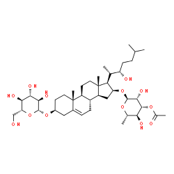 ChemSpider 2D Image | (3beta,16beta,22S)-16-[(3-O-Acetyl-6-deoxy-alpha-L-mannopyranosyl)oxy]-22-hydroxycholest-5-en-3-yl beta-D-glucopyranoside | C41H68O13