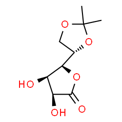 ChemSpider 2D Image | (3S,4R,5S)-5-[(4S)-2,2-Dimethyl-1,3-dioxolan-4-yl]-3,4-dihydroxydihydro-2(3H)-furanone | C9H14O6