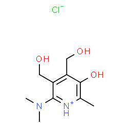 ChemSpider 2D Image | 2-(Dimethylamino)-5-hydroxy-3,4-bis(hydroxymethyl)-6-methylpyridinium chloride | C10H17ClN2O3