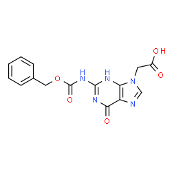 ChemSpider 2D Image | (2-{[(Benzyloxy)carbonyl]amino}-6-oxo-3,6-dihydro-9H-purin-9-yl)acetic acid | C15H13N5O5