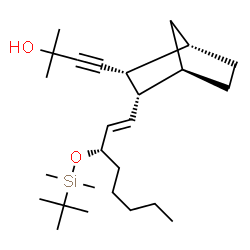 ChemSpider 2D Image | 4-{(1S,2R,3R,4R)-3-[(1E,3S)-3-{[Dimethyl(2-methyl-2-propanyl)silyl]oxy}-1-octen-1-yl]bicyclo[2.2.1]hept-2-yl}-2-methyl-3-butyn-2-ol | C26H46O2Si