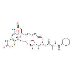 ChemSpider 2D Image | (5R,6E,8E,10E,13S,14R,15R,16Z)-15,28-Dihydroxy-5-methoxy-14,16-dimethyl-3,24-dioxo-22-thia-2,25-diazatricyclo[18.7.1.0~21,26~]octacosa-1(28),6,8,10,16,20,26-heptaen-13-yl N-(cyclohexylcarbonyl)-D-alan
inate | C38H51N3O8S