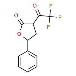 ChemSpider 2D Image | 5-Phenyl-3-(trifluoroacetyl)dihydro-2(3H)-furanone | C12H9F3O3