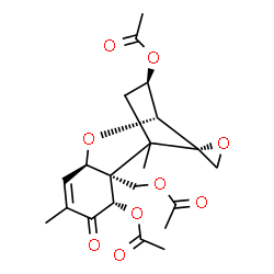 ChemSpider 2D Image | (3beta,7alpha)-8-Oxo-12,13-epoxytrichothec-9-ene-3,7,15-triyl triacetate | C21H26O9