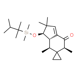 ChemSpider 2D Image | (3'R,3a'S,4'S,6'S)-3'-{[(2,3-Dimethyl-2-butanyl)(dimethyl)silyl]oxy}-2',2',4',6'-tetramethyl-2',3',3a',4'-tetrahydrospiro[cyclopropane-1,5'-inden]-7'(6'H)-one | C23H40O2Si