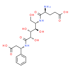 ChemSpider 2D Image | (4S)-4-Amino-5-{[(2S,3R,4R,5S)-6-{[(1S)-2-carboxy-1-phenylethyl]amino}-1,3,4,5-tetrahydroxy-6-oxo-2-hexanyl]amino}-5-oxopentanoic acid | C20H29N3O10