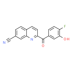 ChemSpider 2D Image | 2-(4-Fluoro-3-hydroxybenzoyl)-7-quinolinecarbonitrile | C17H9FN2O2