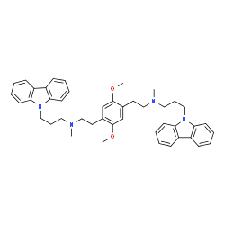 ChemSpider 2D Image | N,N'-[(2,5-Dimethoxy-1,4-phenylene)di-2,1-ethanediyl]bis[3-(9H-carbazol-9-yl)-N-methyl-1-propanamine] | C44H50N4O2