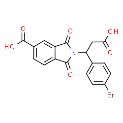ChemSpider 2D Image | 2-[1-(4-Bromophenyl)-2-carboxyethyl]-1,3-dioxo-5-isoindolinecarboxylic acid | C18H12BrNO6