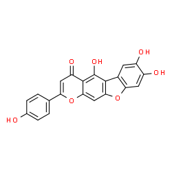 ChemSpider 2D Image | 5,7,8-Trihydroxy-2-(4-hydroxyphenyl)-4H-[1]benzofuro[3,2-g]chromen-4-one | C21H12O7