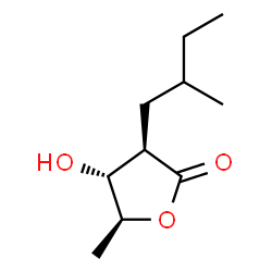 ChemSpider 2D Image | (3R,4R,5S)-4-Hydroxy-5-methyl-3-(2-methylbutyl)dihydro-2(3H)-furanone | C10H18O3
