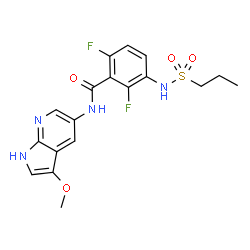 ChemSpider 2D Image | 2,6-Difluoro-N-(3-methoxy-1H-pyrrolo[2,3-b]pyridin-5-yl)-3-[(propylsulfonyl)amino]benzamide | C18H18F2N4O4S