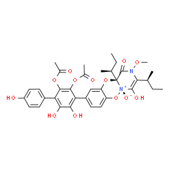 ChemSpider 2D Image | 4-{(5S,11aS)-3,11a-Di[(2S)-2-butanyl]-4-hydroxy-2-methoxy-5-oxido-1-oxo-1,11a-dihydro-2H-pyrazino[1,2-b][1,4,2]benzodioxazin-9-yl}-4',5,6-trihydroxy-2,3-biphenyldiyl diacetate | C35H38N2O13