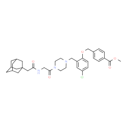 ChemSpider 2D Image | Methyl 4-{[2-({4-[N-(adamantan-1-ylacetyl)glycyl]-1-piperazinyl}methyl)-4-chlorophenoxy]methyl}benzoate | C34H42ClN3O5