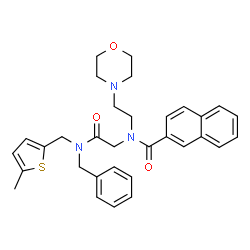 ChemSpider 2D Image | N-(2-{Benzyl[(5-methyl-2-thienyl)methyl]amino}-2-oxoethyl)-N-[2-(4-morpholinyl)ethyl]-2-naphthamide | C32H35N3O3S