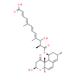 ChemSpider 2D Image | (2E,4E,6E,8E,10R,11S)-10-Hydroxy-12-{[(3R,4aR,8S,10S,10bR)-3-hydroxy-4a,8,10b-trimethyl-1-oxo-2,3,4a,8,9,10,10a,10b-octahydro-1H-benzo[f]chromen-10-yl]oxy}-5,9,11-trimethyl-12-oxo-2,4,6,8-dodecatetrae
noic acid | C31H40O8