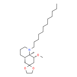 ChemSpider 2D Image | (4a'S,8'R,8a'R)-1'-Dodecyl-8'-methoxy-8a'-methyloctahydro-2'H-spiro[1,3-dioxolane-2,6'-quinoline] | C25H47NO3