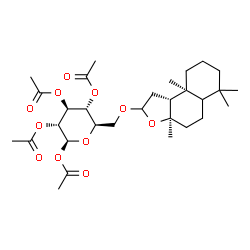ChemSpider 2D Image | 1,2,3,4-Tetra-O-acetyl-6-O-[(3aR,9aS,9bR)-3a,6,6,9a-tetramethyldodecahydronaphtho[2,1-b]furan-2-yl]-beta-D-glucopyranose | C30H46O11