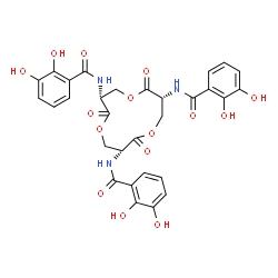 ChemSpider 2D Image | N,N',N''-[(3R,7R,11R)-2,6,10-Trioxo-1,5,9-trioxacyclododecane-3,7,11-triyl]tris(2,3-dihydroxybenzamide) | C30H27N3O15