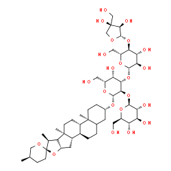 ChemSpider 2D Image | (3beta,17xi,25R)-Spirostan-3-yl 4-O-[(2S,3R,4R)-3,4-dihydroxy-4-(hydroxymethyl)tetrahydro-2-furanyl]-beta-D-glucopyranosyl-(1->3)-[beta-D-glucopyranosyl-(1->2)]-beta-D-galactopyranoside | C50H82O22