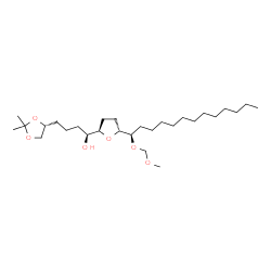 ChemSpider 2D Image | (1S)-4-[(4R)-2,2-Dimethyl-1,3-dioxolan-4-yl]-1-{(2R,5R)-5-[(1R)-1-(methoxymethoxy)tridecyl]tetrahydro-2-furanyl}-1-butanol | C28H54O6