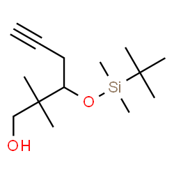 ChemSpider 2D Image | 3-{[Dimethyl(2-methyl-2-propanyl)silyl]oxy}-2,2-dimethyl-5-hexyn-1-ol | C14H28O2Si