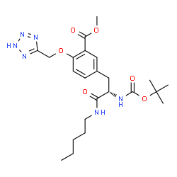 ChemSpider 2D Image | Methyl 5-[(2S)-2-({[(2-methyl-2-propanyl)oxy]carbonyl}amino)-3-oxo-3-(pentylamino)propyl]-2-(2H-tetrazol-5-ylmethoxy)benzoate | C23H34N6O6
