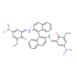 ChemSpider 2D Image | (6Z,6'Z)-6,6'-{1,1'-Binaphthalene-2,2'-diylbis[imino(Z)methylylidene]}bis(2-ethyl-4-nitro-2,4-cyclohexadien-1-one) | C38H30N4O6