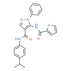 ChemSpider 2D Image | 5-(2-Furoylamino)-N-(4-isopropylphenyl)-1-phenyl-1H-pyrazole-4-carboxamide | C24H22N4O3